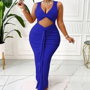 wist Hollow Out Ruched Bodycon Dress, Summer